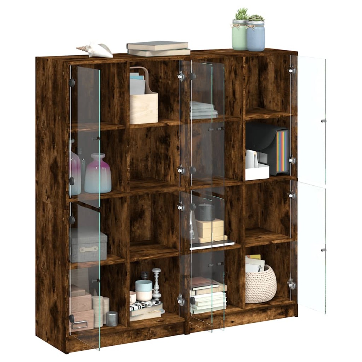 vidaXL Βιβλιοθήκη με Πόρτες Καπνιστή Δρυς 136x37x142 εκ. Επεξ. Ξύλο
