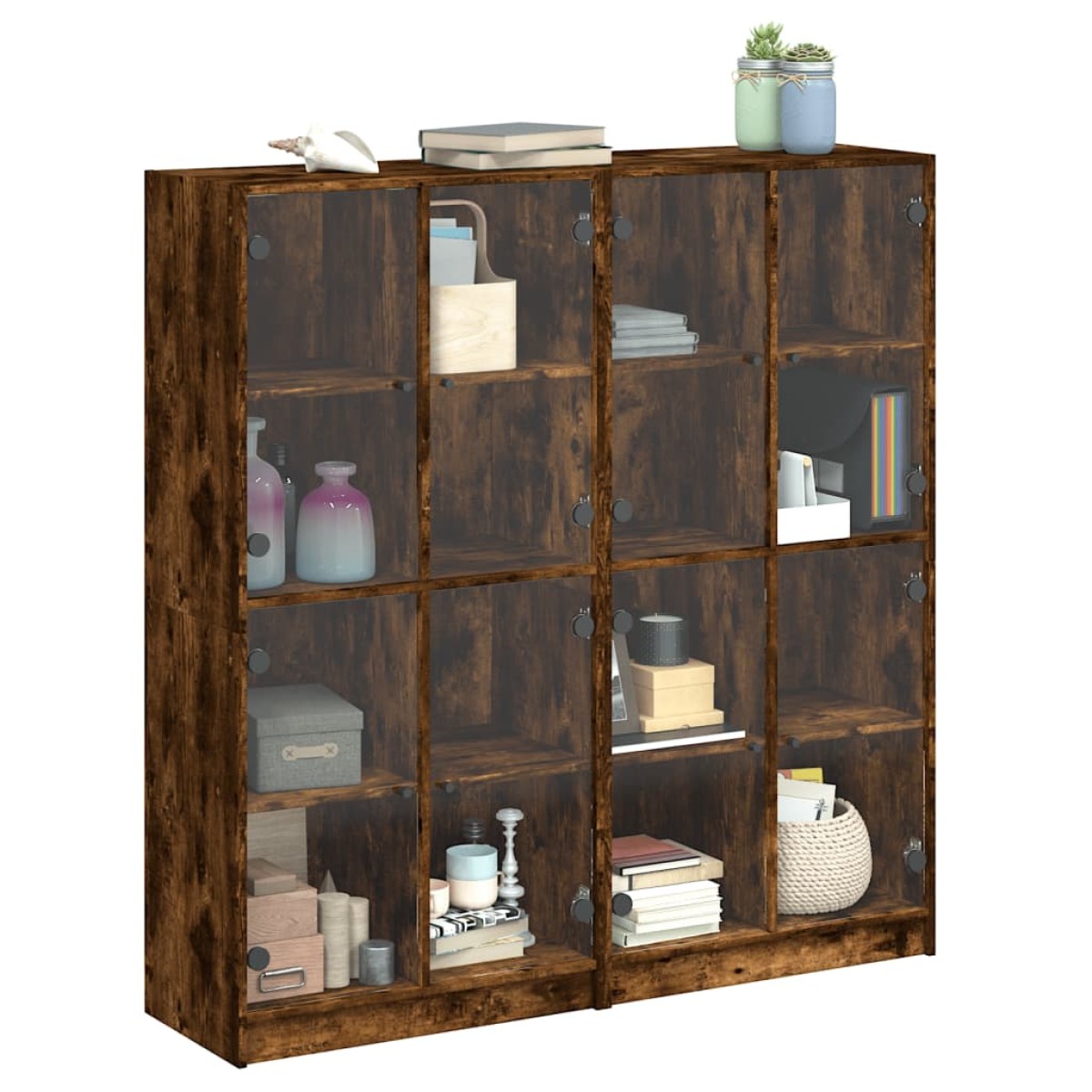 vidaXL Βιβλιοθήκη με Πόρτες Καπνιστή Δρυς 136x37x142 εκ. Επεξ. Ξύλο