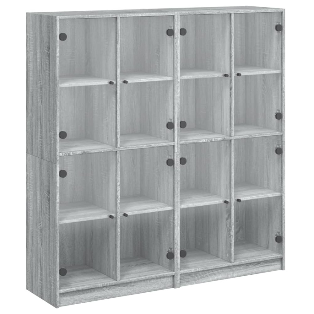 vidaXL Βιβλιοθήκη με Πόρτες Γκρι Sonoma 136x37x142 εκ. Επεξ. Ξύλο