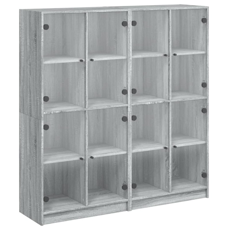 vidaXL Βιβλιοθήκη με Πόρτες Γκρι Sonoma 136x37x142 εκ. Επεξ. Ξύλο