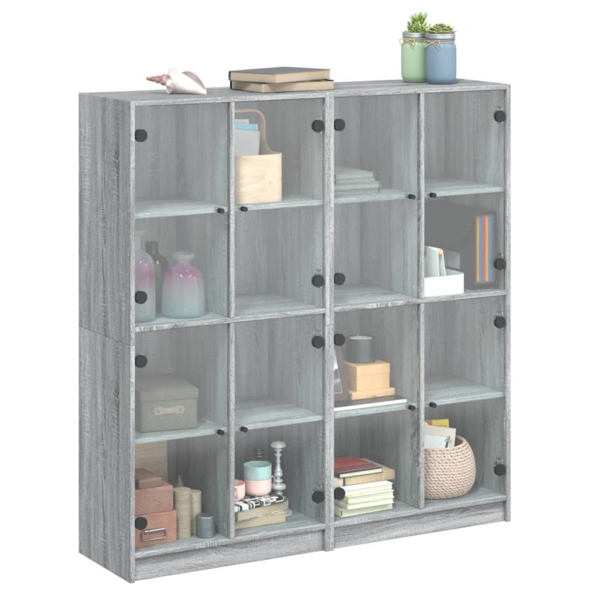 vidaXL Βιβλιοθήκη με Πόρτες Γκρι Sonoma 136x37x142 εκ. Επεξ. Ξύλο