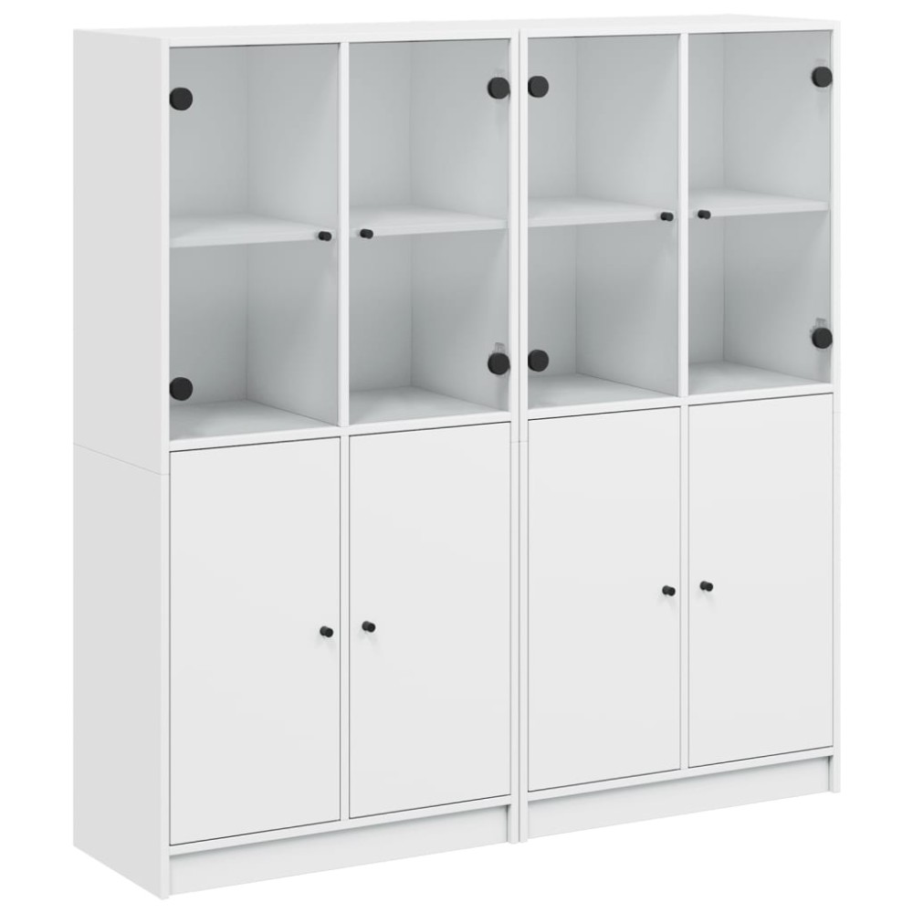 vidaXL Βιβλιοθήκη με Πόρτες Λευκή 136x37x142 εκ. από Επεξεργ. Ξύλο