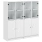 vidaXL Βιβλιοθήκη με Πόρτες Λευκή 136x37x142 εκ. από Επεξεργ. Ξύλο