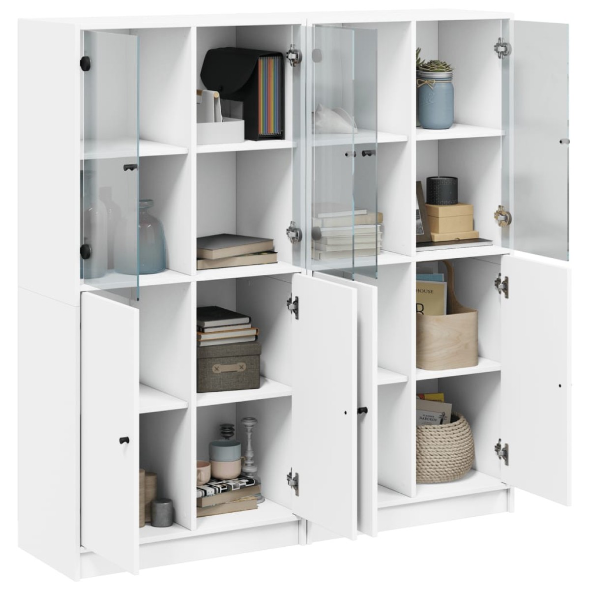 vidaXL Βιβλιοθήκη με Πόρτες Λευκή 136x37x142 εκ. από Επεξεργ. Ξύλο