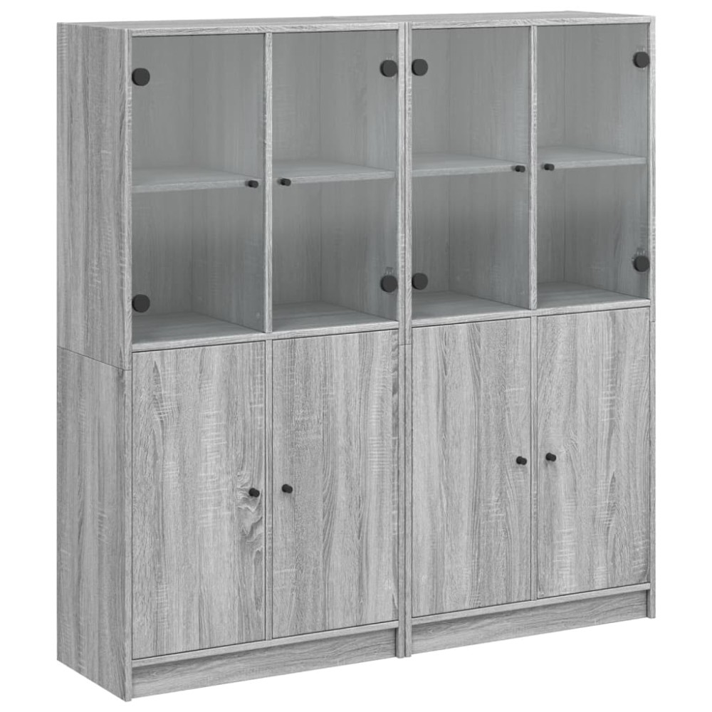 vidaXL Βιβλιοθήκη με Πόρτες Γκρι Sonoma 136x37x142 εκ. Επεξ. Ξύλο