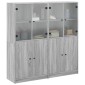 vidaXL Βιβλιοθήκη με Πόρτες Γκρι Sonoma 136x37x142 εκ. Επεξ. Ξύλο
