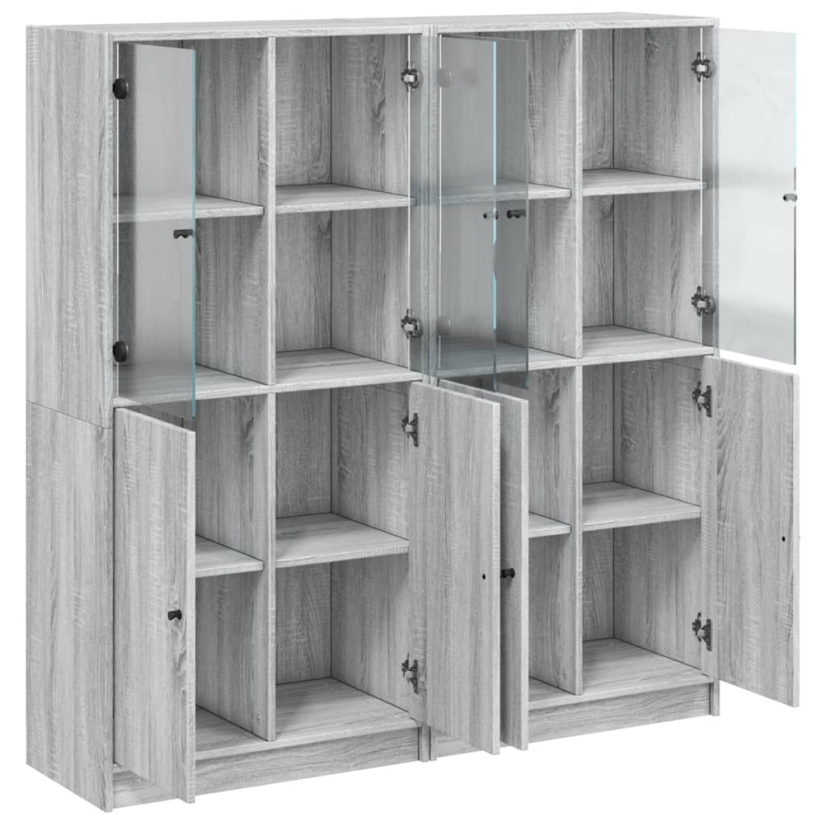 vidaXL Βιβλιοθήκη με Πόρτες Γκρι Sonoma 136x37x142 εκ. Επεξ. Ξύλο