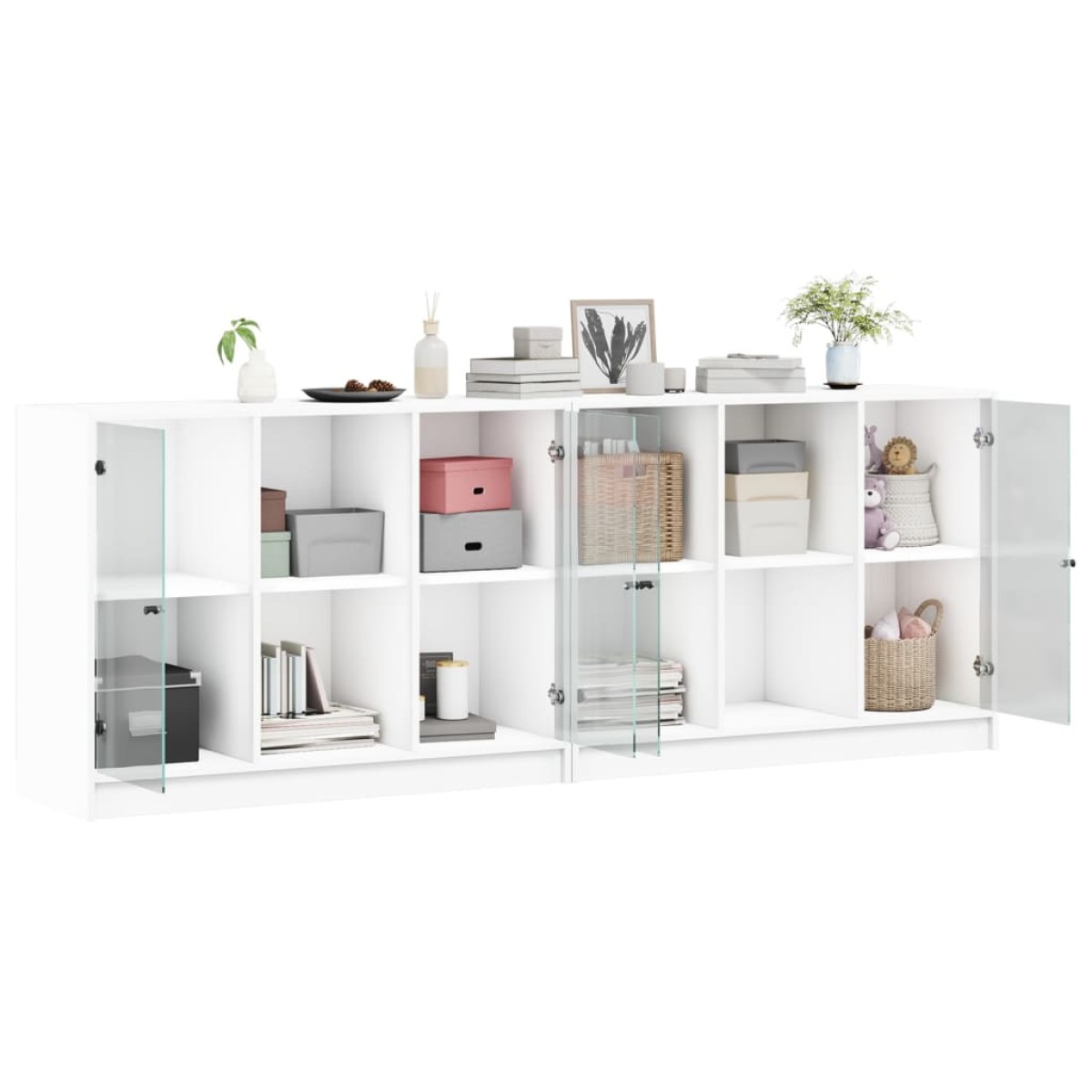 vidaXL Βιβλιοθήκη με Πόρτες Λευκή 204x37x75 εκ. από Επεξεργ. Ξύλο