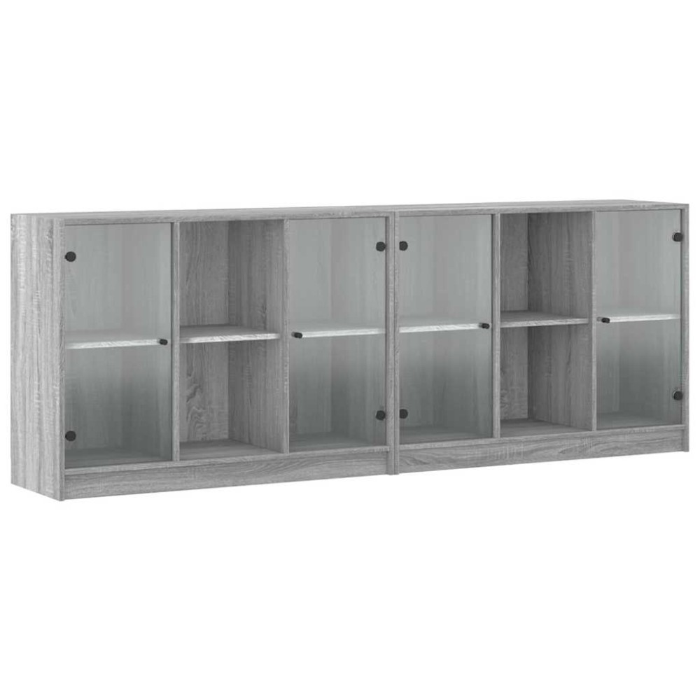vidaXL Βιβλιοθήκη με Πόρτες Γκρι Sonoma 204x37x75 εκ. Επεξ. Ξύλο