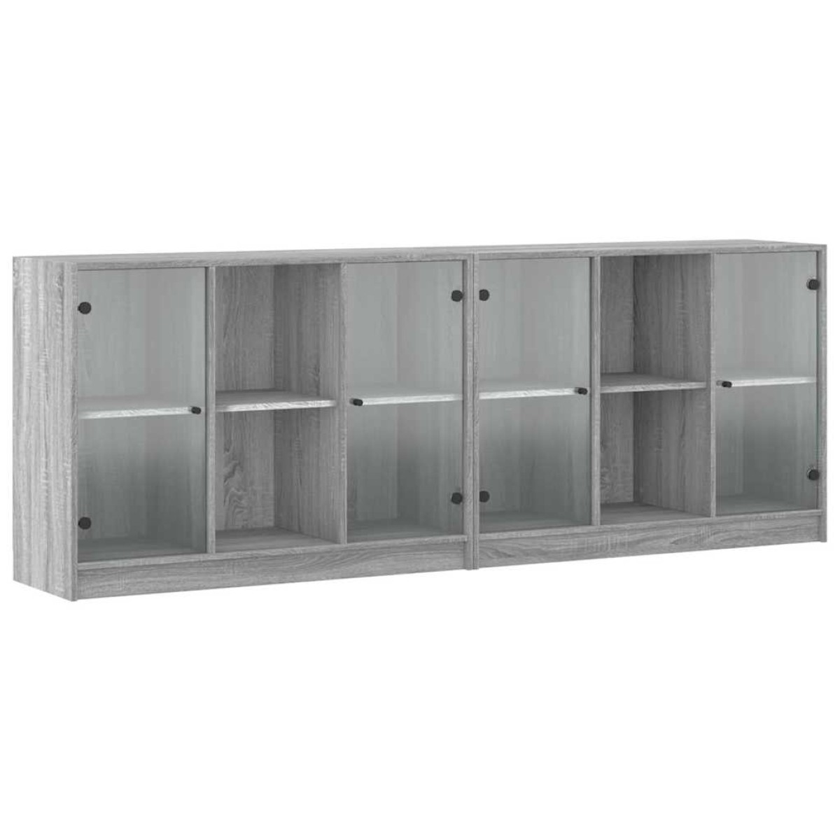 vidaXL Βιβλιοθήκη με Πόρτες Γκρι Sonoma 204x37x75 εκ. Επεξ. Ξύλο