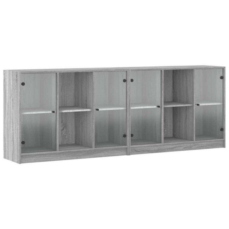 vidaXL Βιβλιοθήκη με Πόρτες Γκρι Sonoma 204x37x75 εκ. Επεξ. Ξύλο