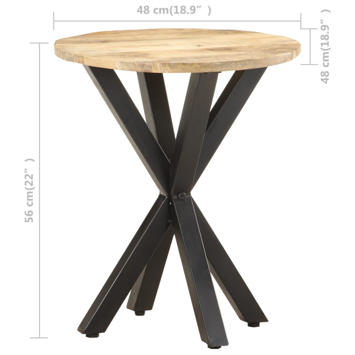 vidaXL Τραπεζάκι Βοηθητικό 48 x 48 x 56 εκ. από Μασίφ Ξύλο Μάνγκο