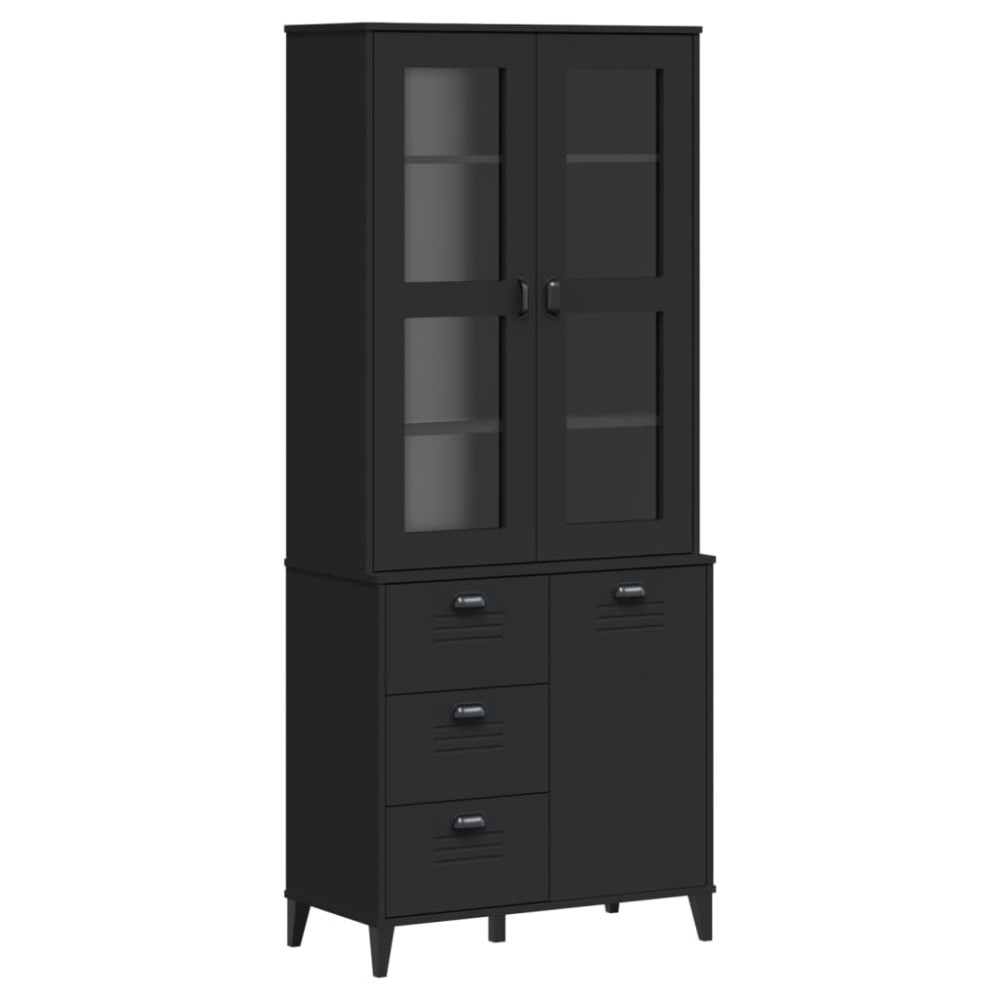 vidaXL Ντουλάπι Ψηλό VIKEN Μαύρος 80x40x190 εκ. από Μασίφ Ξύλο Πεύκου