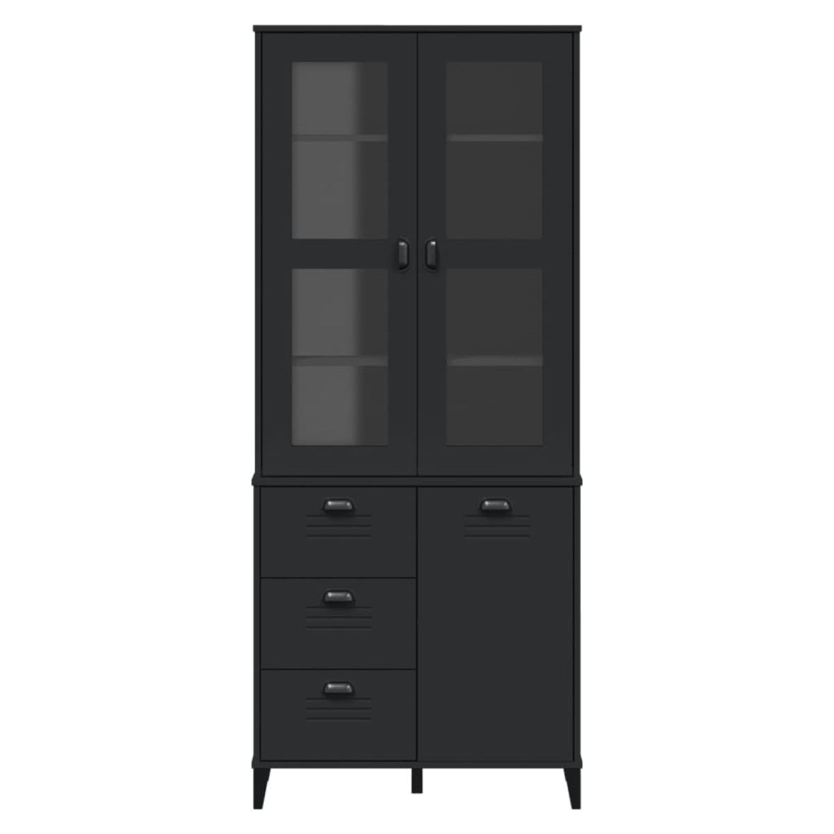 vidaXL Ντουλάπι Ψηλό VIKEN Μαύρος 80x40x190 εκ. από Μασίφ Ξύλο Πεύκου