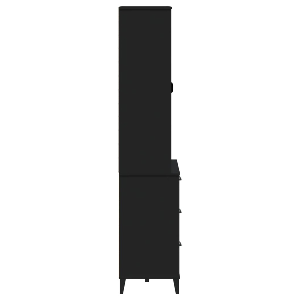 vidaXL Ντουλάπι Ψηλό VIKEN Μαύρος 80x40x190 εκ. από Μασίφ Ξύλο Πεύκου