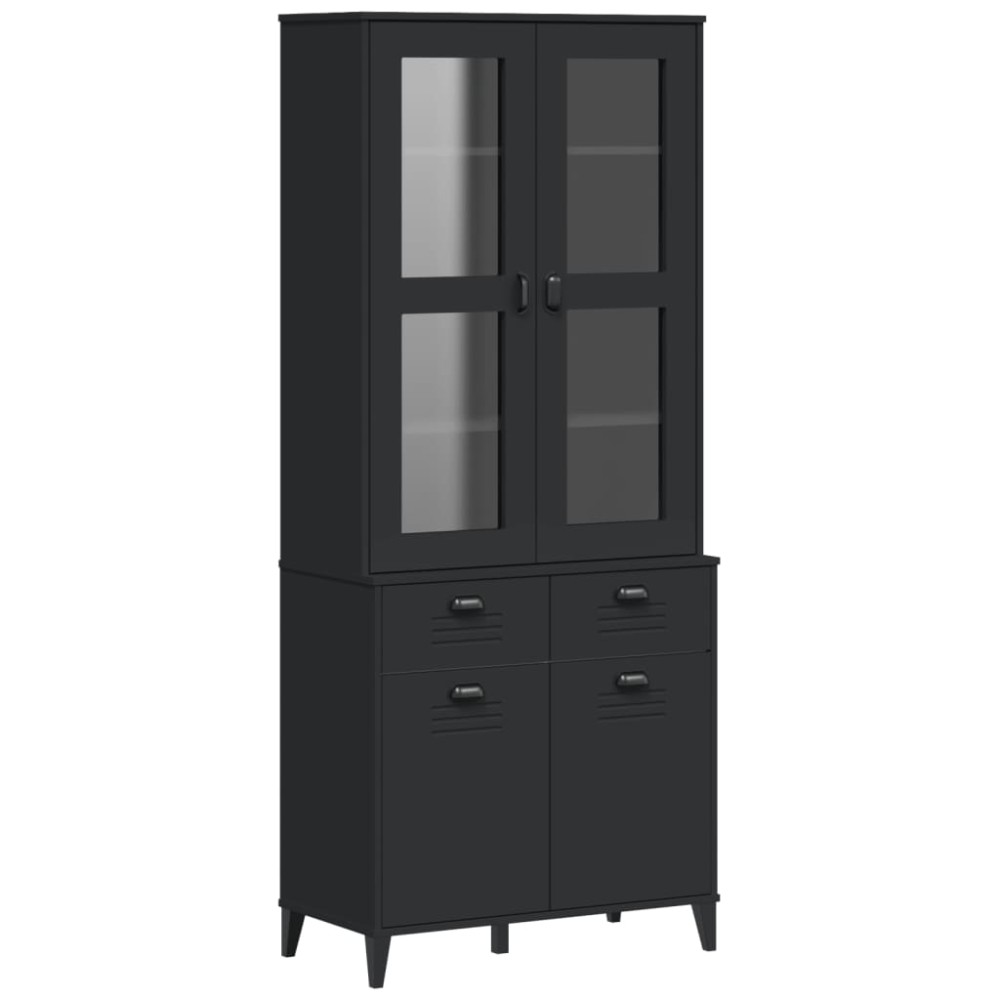 vidaXL Ντουλάπι Ψηλό VIKEN Μαύρος 80x40x190 εκ. από Μασίφ Ξύλο Πεύκου