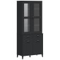 vidaXL Ντουλάπι Ψηλό VIKEN Μαύρος 80x40x190 εκ. από Μασίφ Ξύλο Πεύκου
