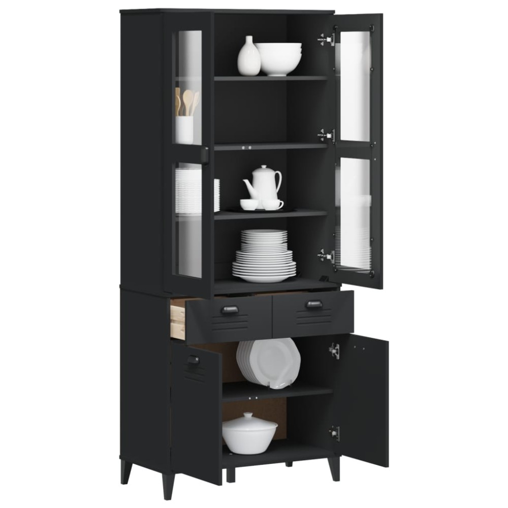 vidaXL Ντουλάπι Ψηλό VIKEN Μαύρος 80x40x190 εκ. από Μασίφ Ξύλο Πεύκου