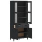 vidaXL Ντουλάπι Ψηλό VIKEN Μαύρος 80x40x190 εκ. από Μασίφ Ξύλο Πεύκου