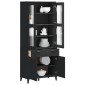 vidaXL Ντουλάπι Ψηλό VIKEN Μαύρος 80x40x190 εκ. από Μασίφ Ξύλο Πεύκου