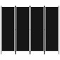 vidaXL Διαχωριστικό Δωματίου με 4 Πάνελ Μαύρο 200 x 180 εκ.