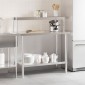 vidaXL Πάγκος Εργασίας Κουζίνας με Ράφι 110x55x120 εκ. Ανοξείδ. Ατσάλι
