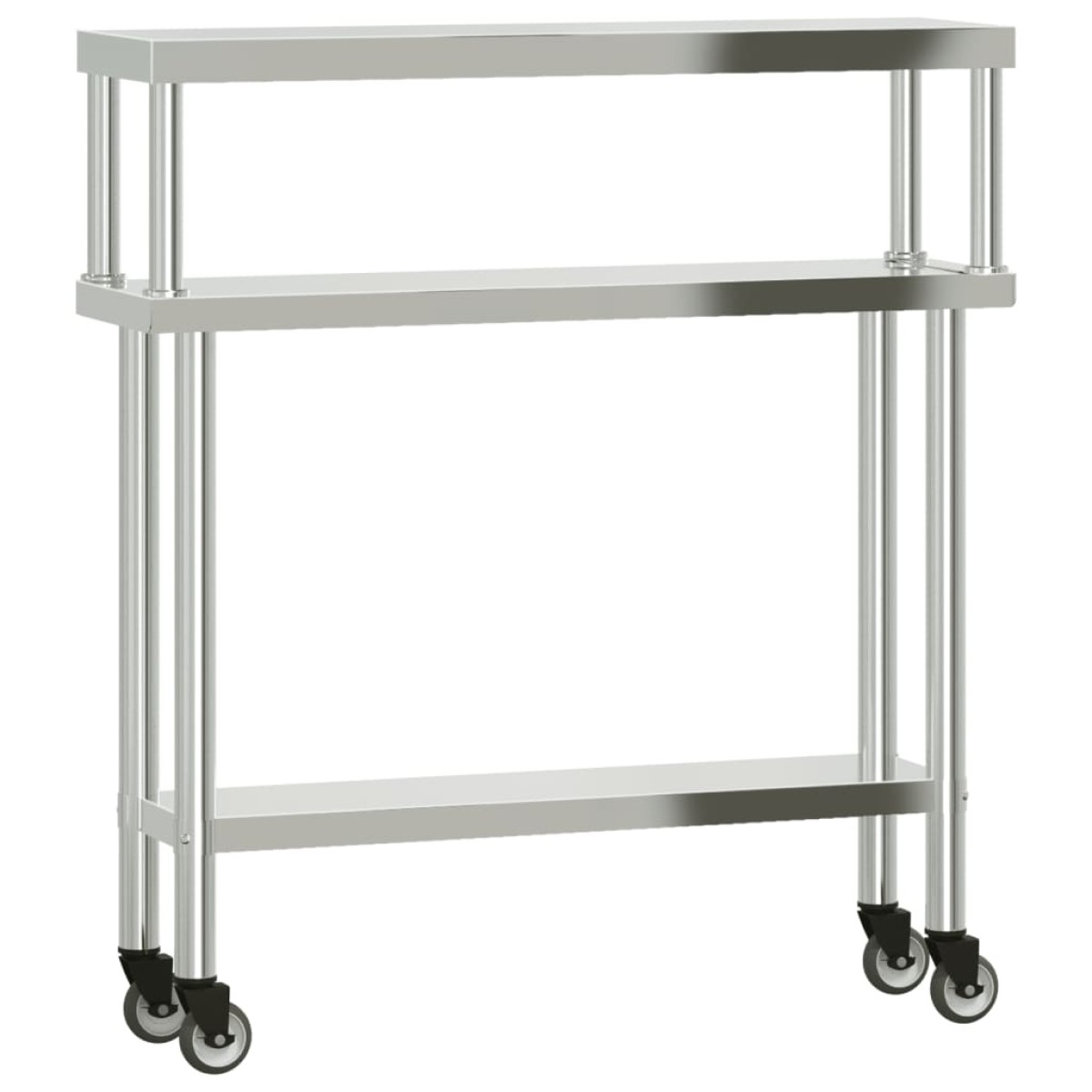 vidaXL Πάγκος Εργασίας Κουζίνας με Ράφι 110x30x120 εκ. Ανοξείδ. Ατσάλι