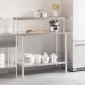 vidaXL Πάγκος Εργασίας Κουζίνας με Ράφι 110x55x120 εκ. Ανοξείδ. Ατσάλι