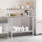 vidaXL Πάγκος Εργασίας Κουζίνας με Ράφι 110x55x120 εκ. Ανοξείδ. Ατσάλι