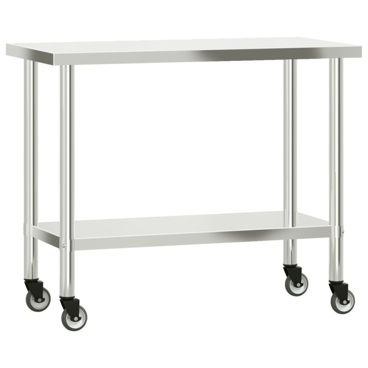 vidaXL Πάγκος Εργασίας Κουζίνας με Ράφι 110x55x120 εκ. Ανοξείδ. Ατσάλι