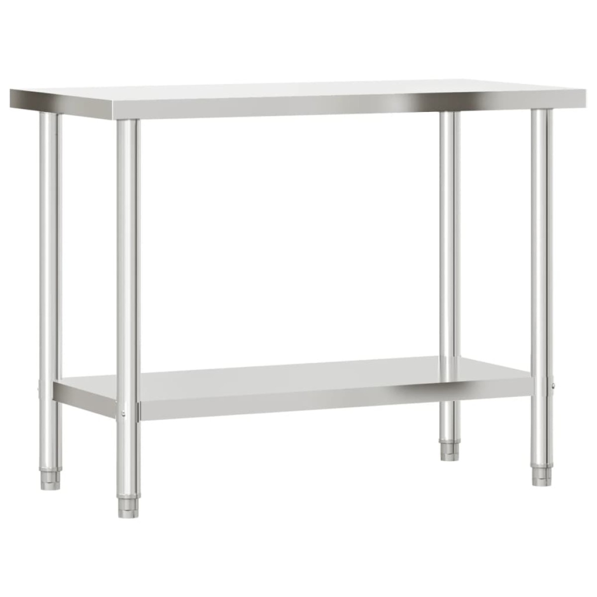 vidaXL Πάγκος Εργασίας Κουζίνας με Ράφι 110x55x150 εκ. Ανοξείδ. Ατσάλι