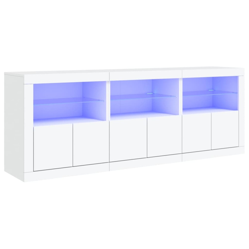 vidaXL Μπουφές με Φώτα LED Λευκός 181,5 x 37 x 67 εκ.