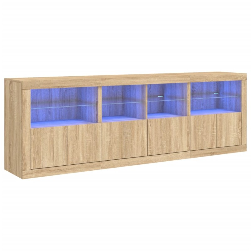 vidaXL Μπουφές με LED Sonoma Δρυς 202 x 37 x 67 εκ.
