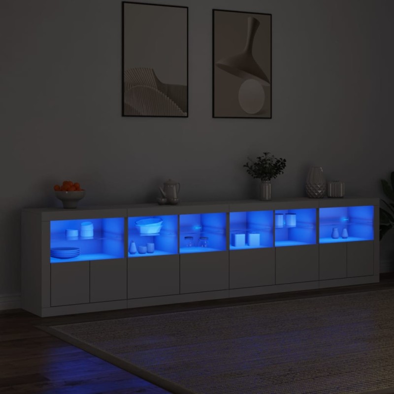 vidaXL Μπουφές με Φώτα LED Λευκός 283x37x67 εκ.