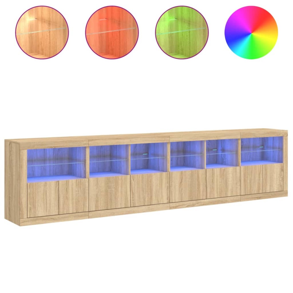 vidaXL Μπουφές με LED Sonoma Δρυς 283 x 37 x 67 εκ.