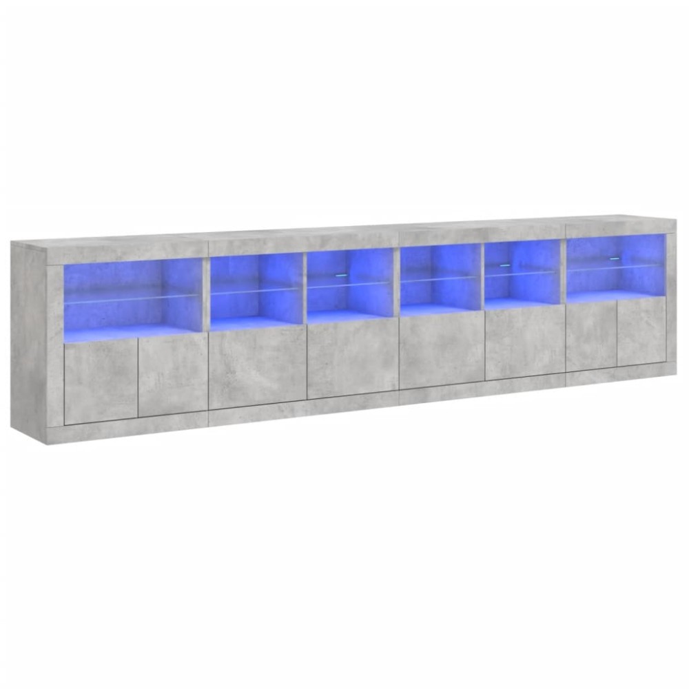vidaXL Μπουφές με LED Γκρι Σκυροδέματος 283 x 37 x 67 εκ.