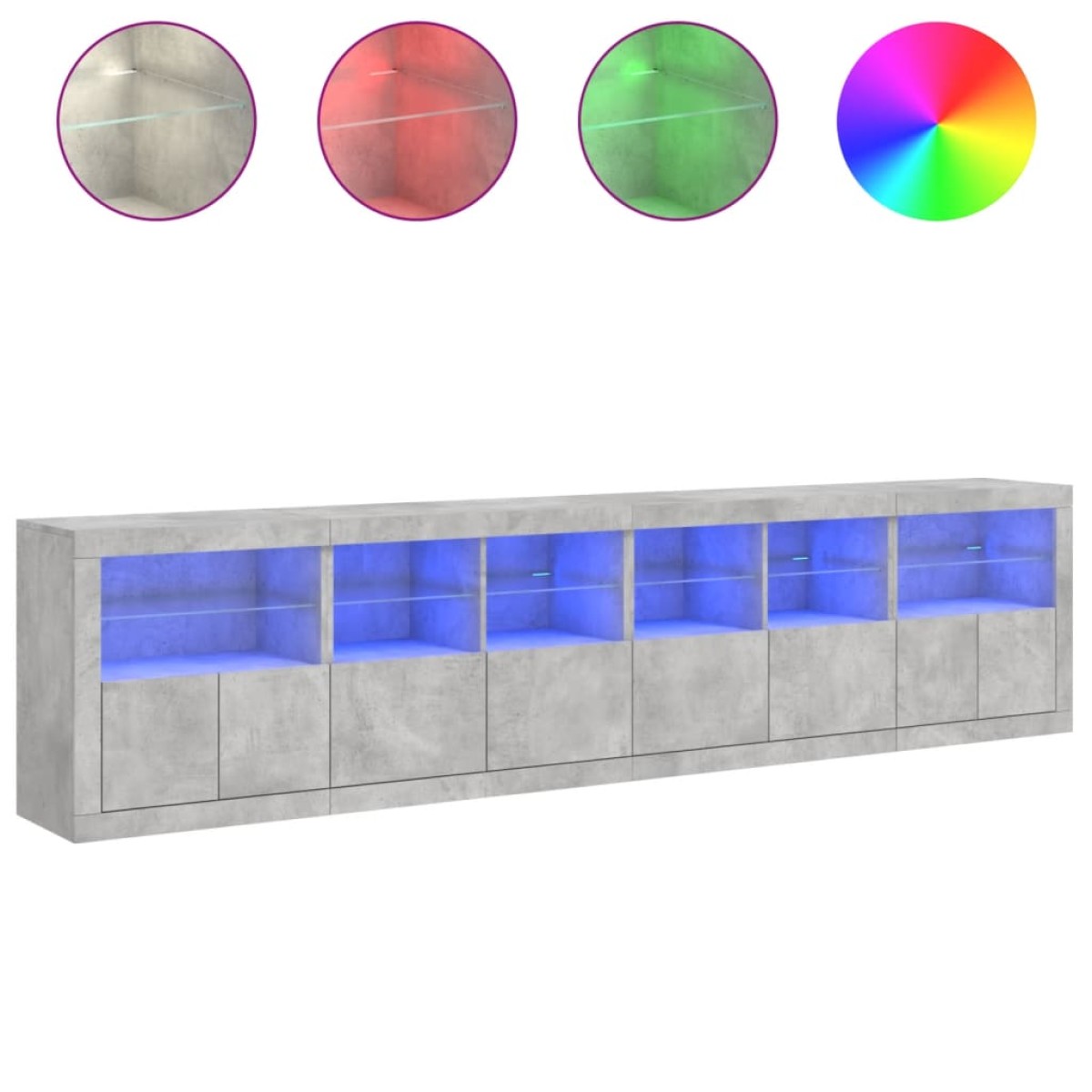 vidaXL Μπουφές με LED Γκρι Σκυροδέματος 283 x 37 x 67 εκ.