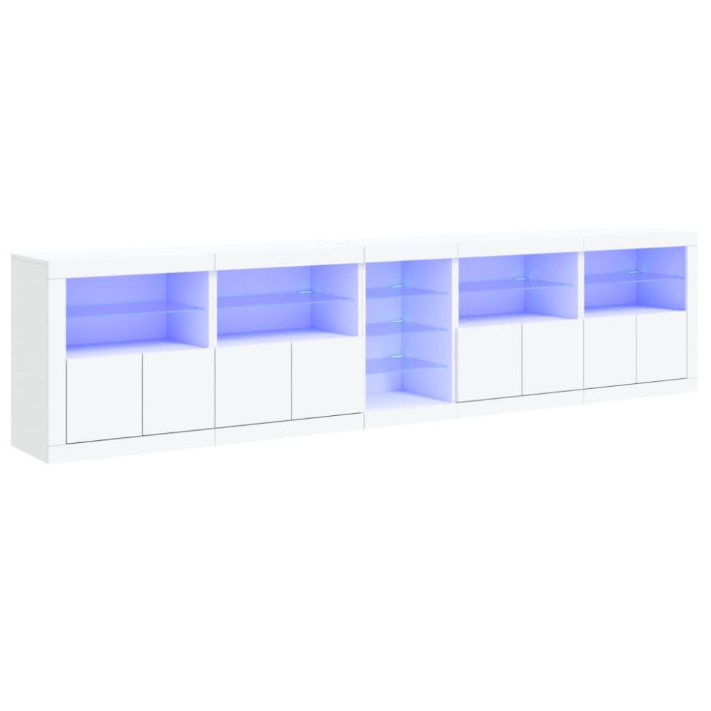 vidaXL Μπουφές με Φώτα LED Λευκός 283 x 37 x 67 εκ.