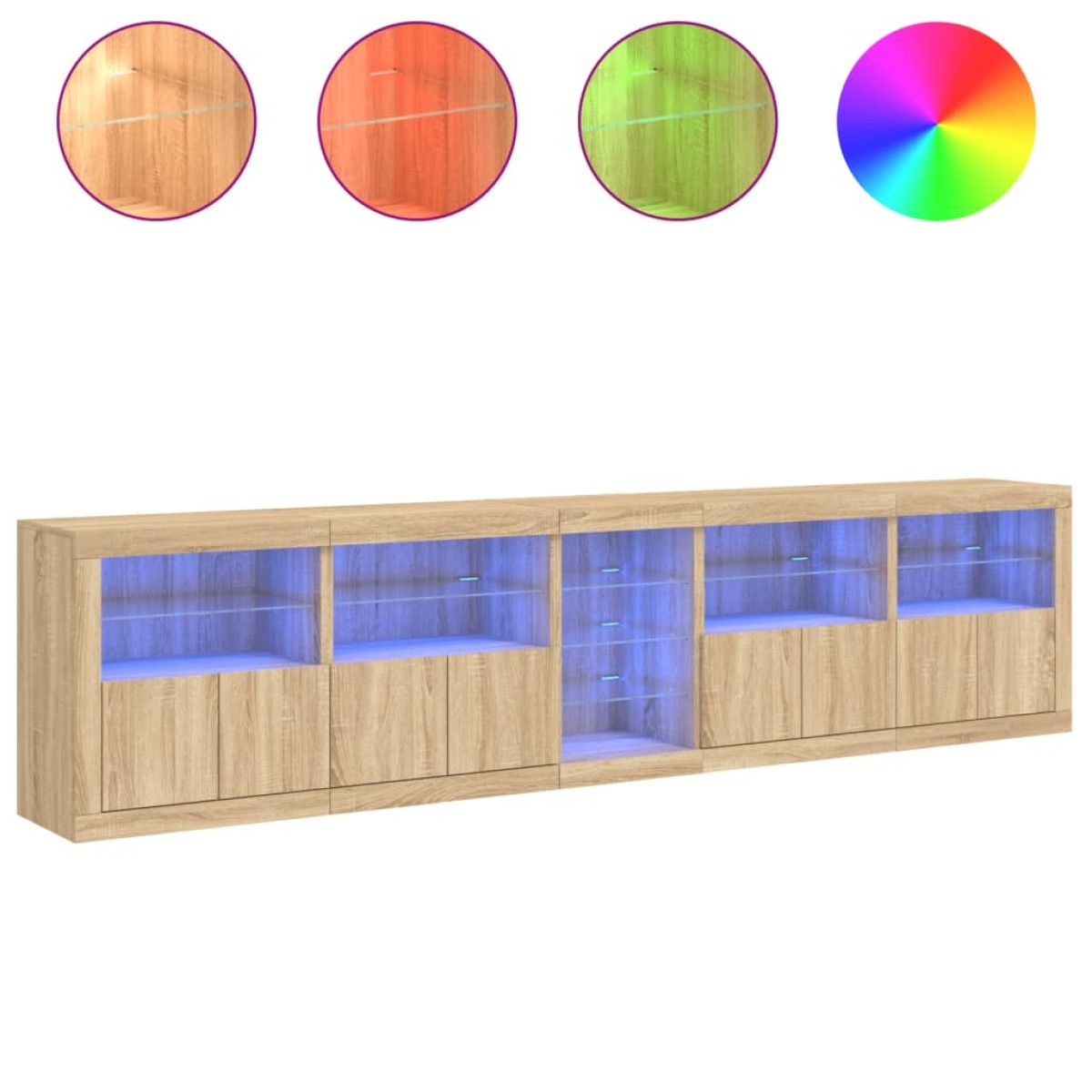 vidaXL Μπουφές με LED Sonoma Δρυς 283 x 37 x 67 εκ.