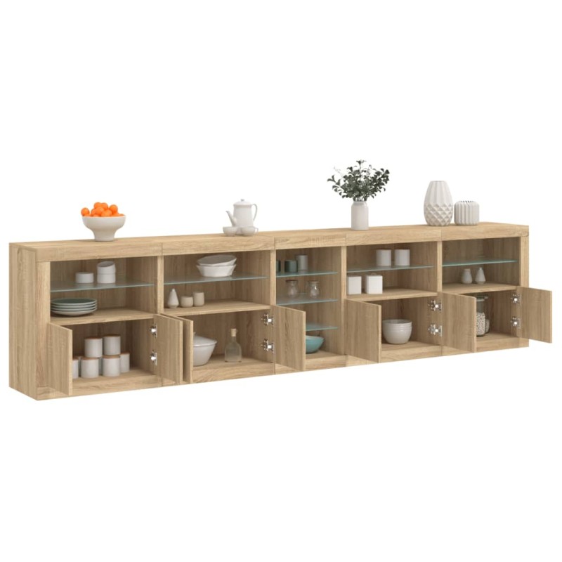 vidaXL Μπουφές με LED Sonoma Δρυς 283 x 37 x 67 εκ.