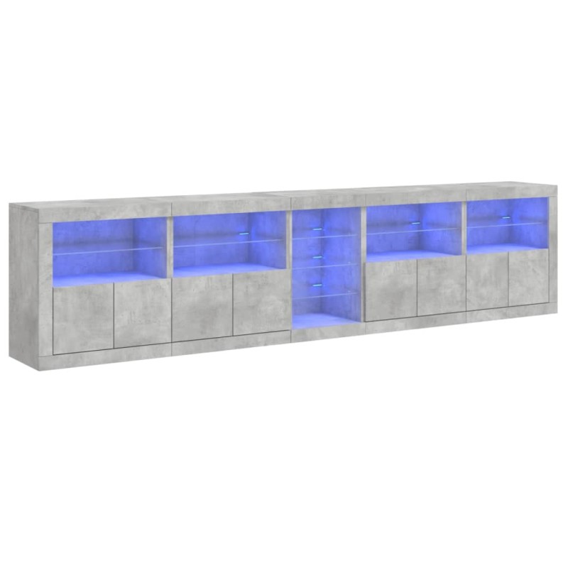 vidaXL Μπουφές με LED Γκρι Σκυροδέματος 283 x 37 x 67 εκ.
