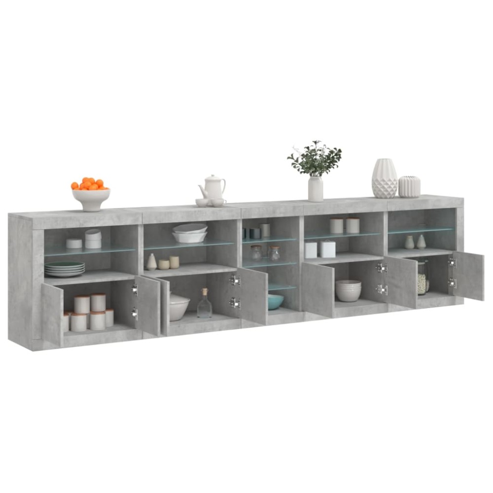 vidaXL Μπουφές με LED Γκρι Σκυροδέματος 283 x 37 x 67 εκ.