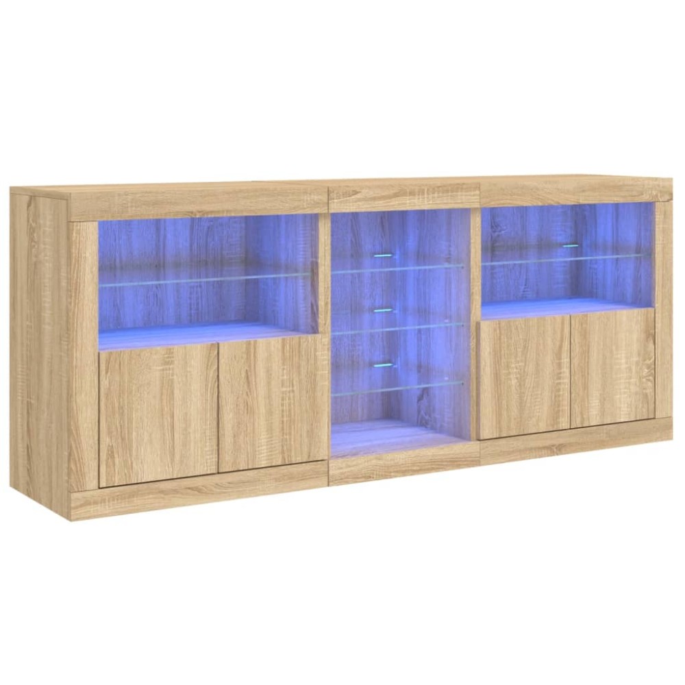 vidaXL Ντουλάπι με LED Sonoma Δρυς 162x37x67 εκ.
