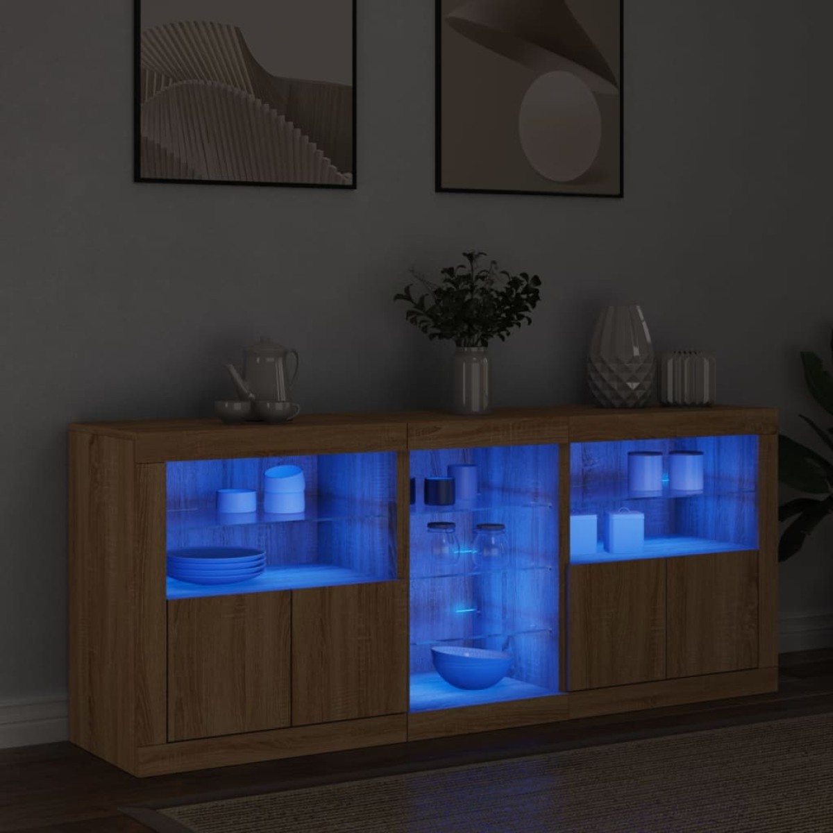 vidaXL Ντουλάπι με LED Sonoma Δρυς 162x37x67 εκ.