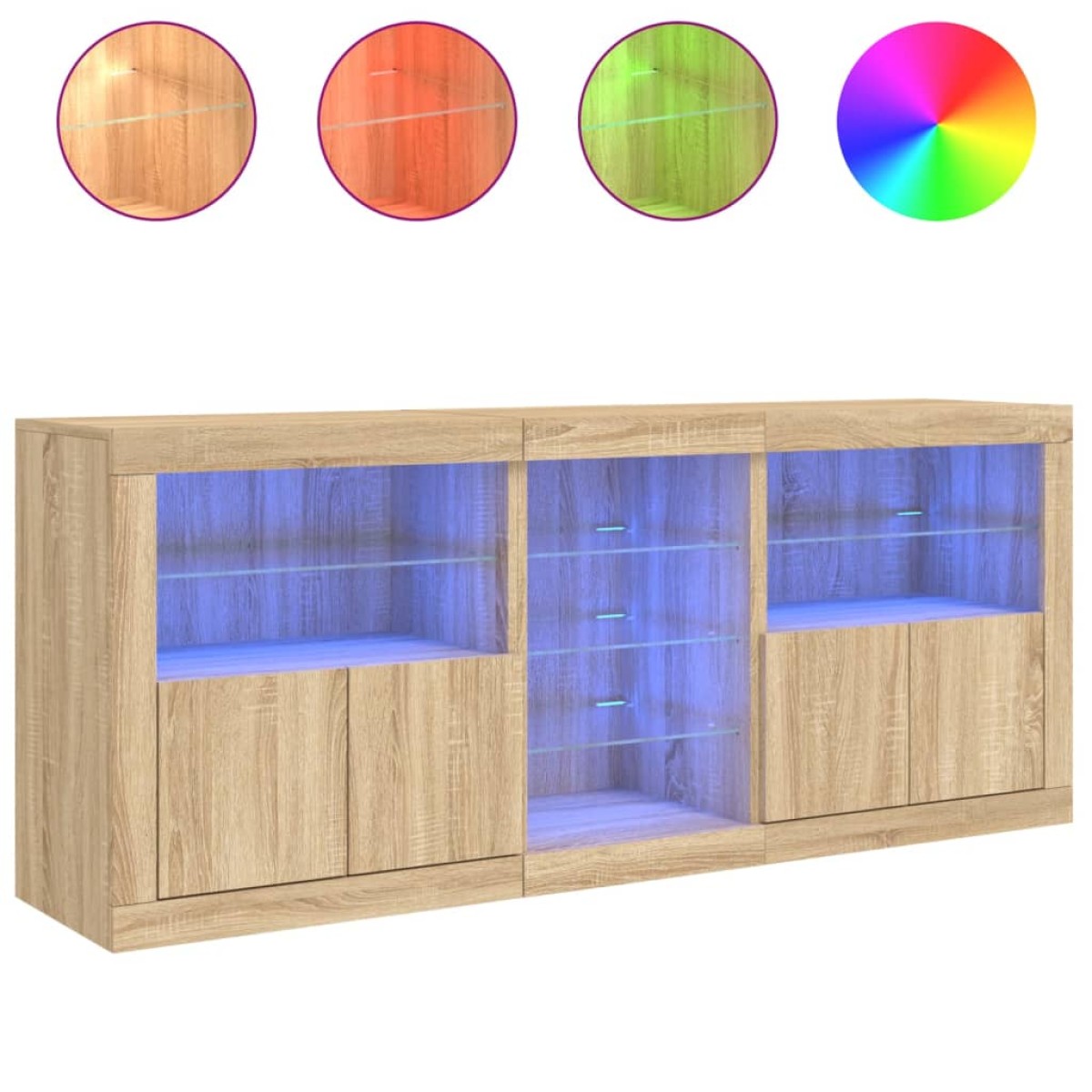 vidaXL Ντουλάπι με LED Sonoma Δρυς 162x37x67 εκ.