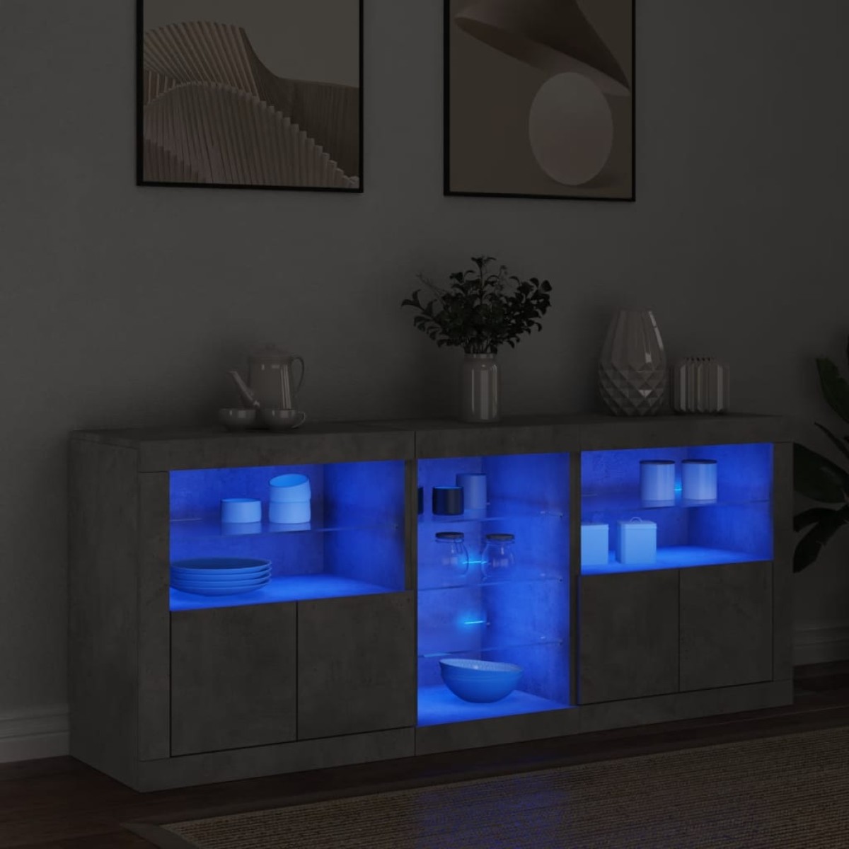 vidaXL Ντουλάπι με LED Γκρι Σκυροδέματος 162x37x67 εκ.