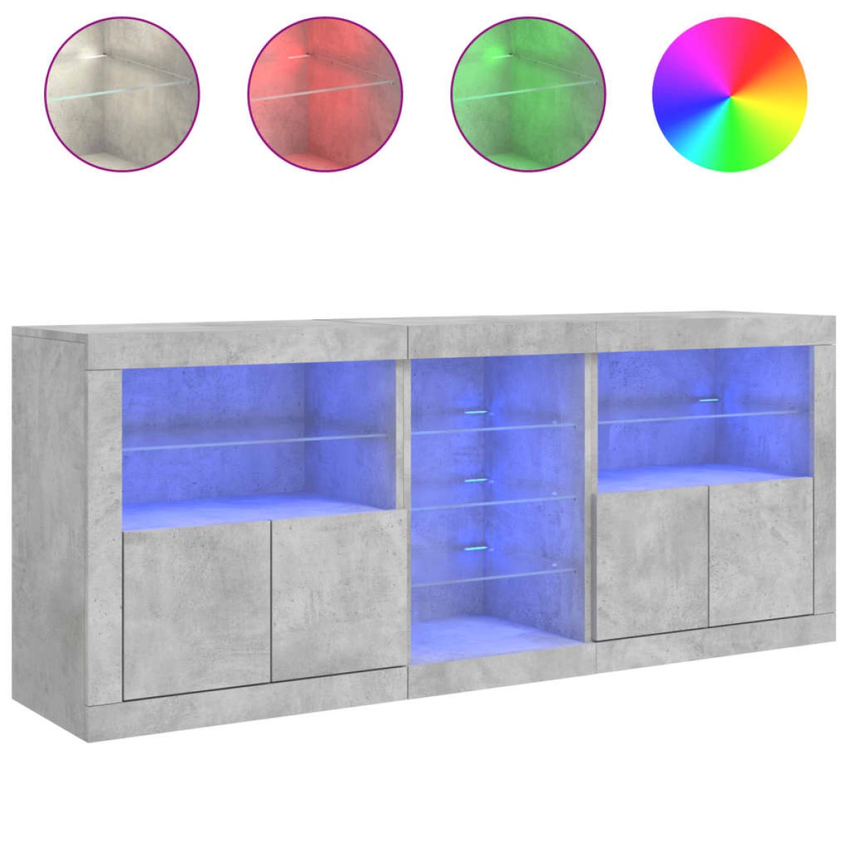 vidaXL Ντουλάπι με LED Γκρι Σκυροδέματος 162x37x67 εκ.