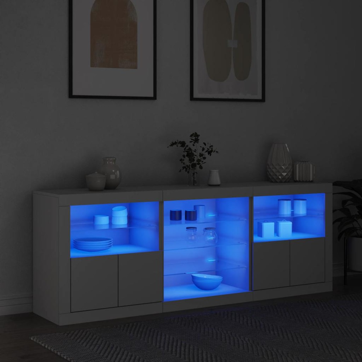vidaXL Μπουφές με Φώτα LED Λευκός 181,5 x 37 x 67 εκ.