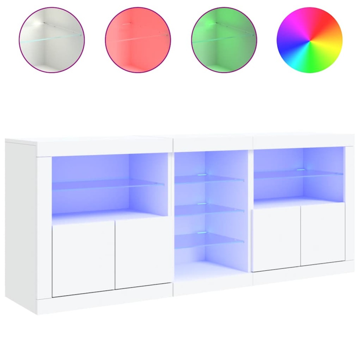 vidaXL Μπουφές με Φώτα LED Λευκός 181,5 x 37 x 67 εκ.