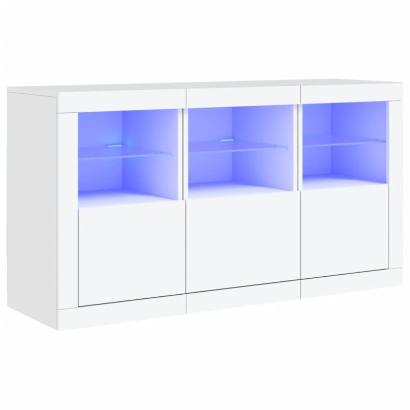 vidaXL Μπουφές με LED Λευκός 123 x 37 x 67 εκ.